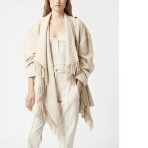 ISABEL MARANT ÉTOILE Fleminigli Fringed Felt Blanket Wool Blend Jacket Size 38